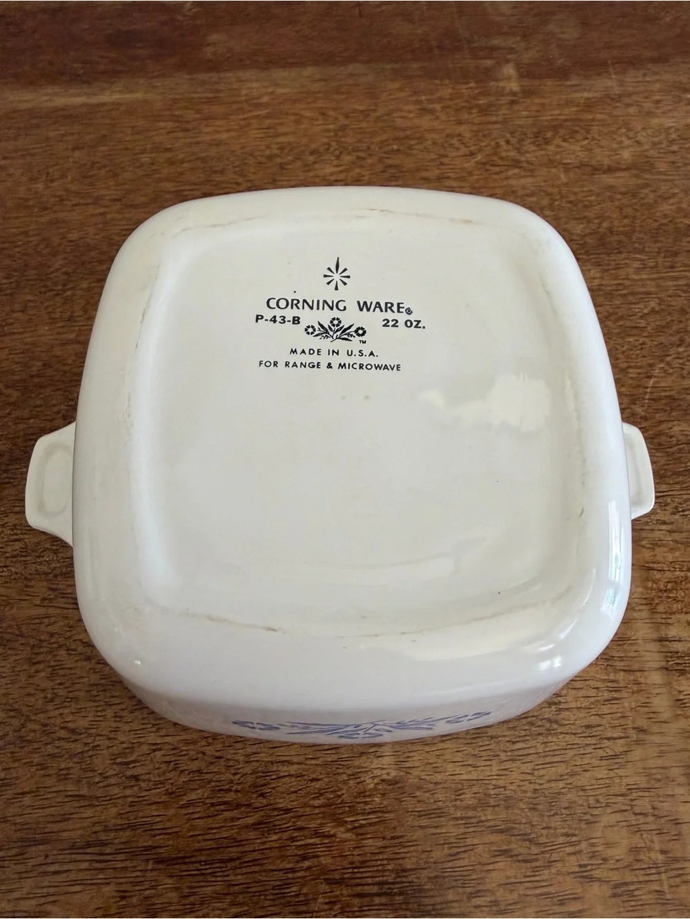 Vintage Corning Ware Lot Of 2 Square Dishes Blue Cornflower P-1 3/4B, P-43B Lid